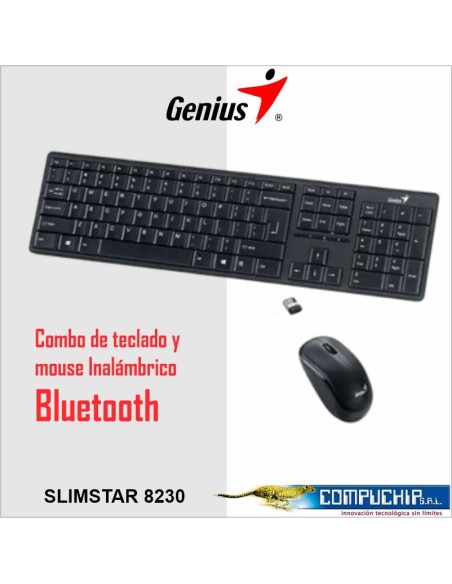 TECLADO GENIUS + MOUSE SLIMSTAR 8230 WIRELESS/BLUETOOTH MULTIMEDIA SP BLACK.