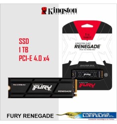 Unidad en estado solido Kingston FURY Renegade 1TB, M.2 2280 PCIe 4.0 x4 NVMe.