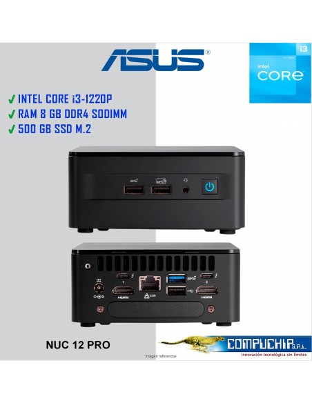 Pc Mini Asus Nuc 12 Pro, CORE i3-1220P 3.30/4.40 GHZ, 8GB DDR4 3200MHZ, 500GB M.2