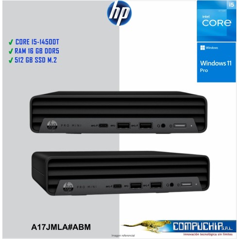 Computadora HP Pro Mini 400 G9, Core i5-14500T 1.70/4.80GHz, 16GB (1x16GB) DDR5-4800MHz