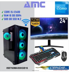 PC INTEL CORE I5-12400 2.50 GHZ, TORNADO 06, 16GB DDR4 , 500GB M.2 SSD, MONITOR 24".
