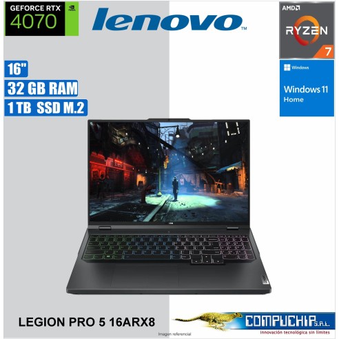 Notebook Lenovo Legion Pro 5 16ARX8 16" WQXGA IPS Ryzen 7 7745HX 3.6/5.1GHz 32GB DDR5-5200