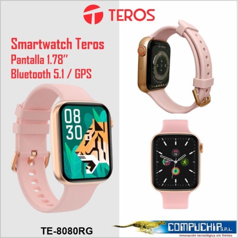 Reloj inteligente TEROS TE-8080RG, 1.78" AMOLED, IP68, bluetooth 5.1, oro rosa