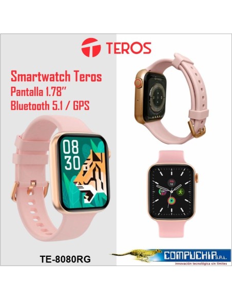 Reloj inteligente TEROS TE-8080RG, 1.78" AMOLED, IP68, bluetooth 5.1, oro rosa