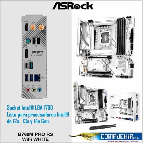 Motherboard ASROCK B760M Pro RS WiFi White, Chipset Intel B760, LGA1700, mATX