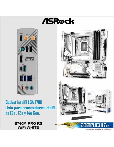 Motherboard ASROCK B760M Pro RS WiFi White, Chipset Intel B760, LGA1700, mATX