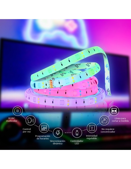 Cinta LED inteligente Wi-Fi RGBIC de 5m