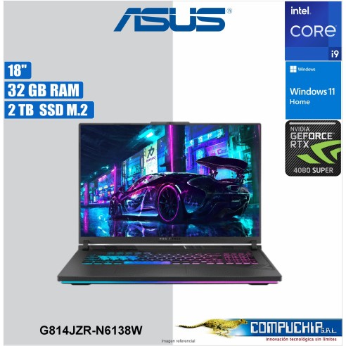 ASUS ROG Strix G18 G814JZR-N6138W 18" 2.5K Intel Core  i9-14900HX hasta 5.8 Ghz, 32GB DDR5, 2 TB SSD M.2