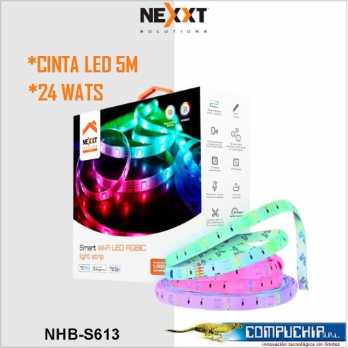 Cinta LED inteligente Wi-Fi RGBIC de 5m
