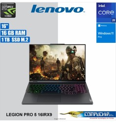 Notebook Lenovo Legion Pro 5 16IRX9, 16" WQXGA IPS, Intel Core i9-14900HX 5.8Ghz, 16GB DDR5-5600