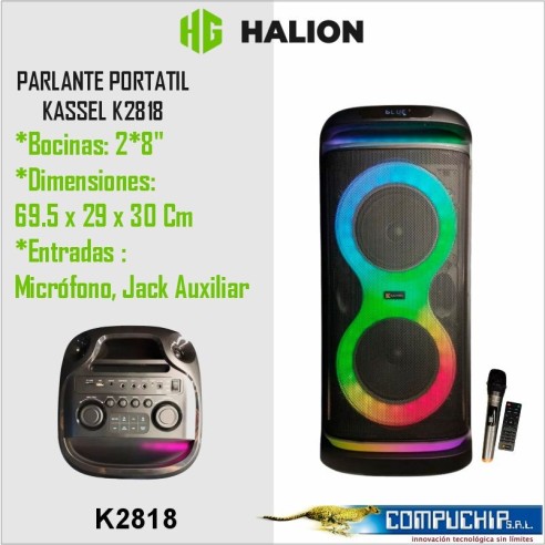 PARLANTE PORTATIL KASSEL K2818 USB BT TWS MICROFONO RGB