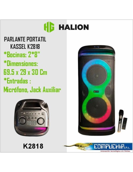 PARLANTE PORTATIL KASSEL K2818 USB BT TWS MICROFONO RGB