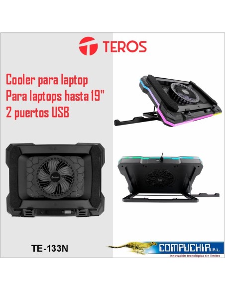 Cooler TEROS TE-7133N RGB, compatible con notebooks de 14" hasta 19"