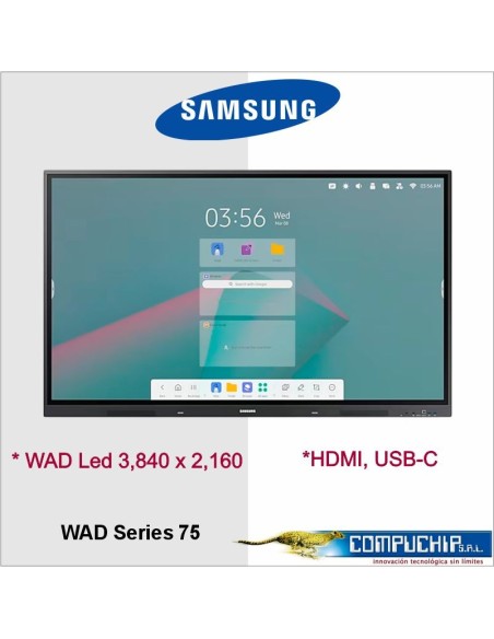 Pizarra Interactiva Samsung WAD Series 75", Touch IR, 60Hz (3840x2160) Parlantes (15Wx2CH)