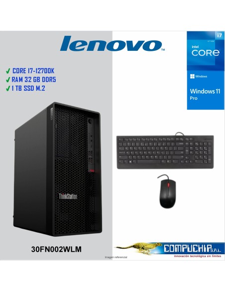 Workstation Tower Lenovo ThinkStation P360 Core i7-12700K 3.6/4.9GHz, 32GB DDR5-4800 NonECC, 1 TB SSD, 1TB HDD