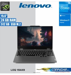 Notebook Lenovo LOQ 15IAX9 15.6" FHD IPS, Core i5-12450HX hasta 4.4GHz, 24GB DDR5-4800MHz