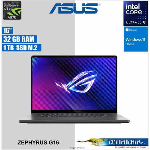 NOTEBOOK ASUS ROG ZEPHYRUS G16, 16" 2.5K WQXGA OLED, Core Ultra 9 185H 2.3/5.1GHz,32GB RAM