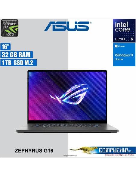 NOTEBOOK ASUS ROG ZEPHYRUS G16, 16" 2.5K WQXGA OLED, Core Ultra 9 185H 2.3/5.1GHz,32GB RAM