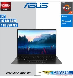 Notebook ASUS UM3406HA-QD01EW, 14" WUXGA OLED, AMD Ryzen 7 8840HS 3.3/5.1GHz, 16GB LPDDR5X