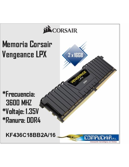 Memoria CORSAIR VENGEANCE LPX DDR4, 32GB (2x16GB) DDR4-3200MHz