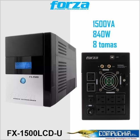 UPS interactiva1500VA/840W, 8 slds, giga & coax, torre- 220V