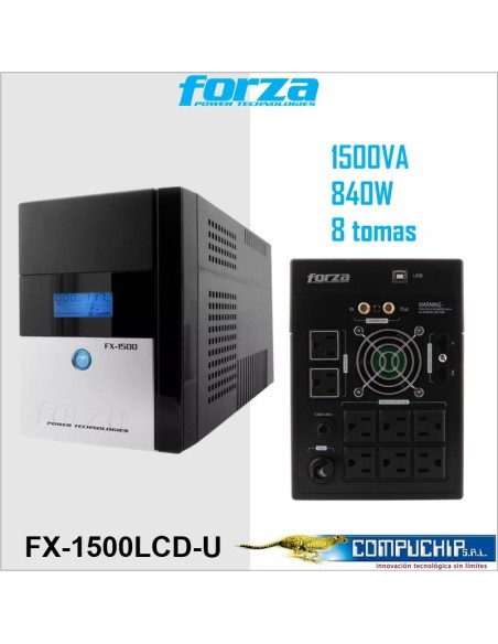 UPS interactiva1500VA/840W, 8 slds, giga & coax, torre- 220V
