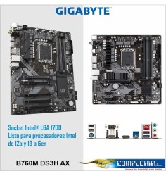 Motherboard Gigabyte B760M DS3H AX DDR4 (rev. 1.0), Chipset Intel B760, LGA1700, mATX