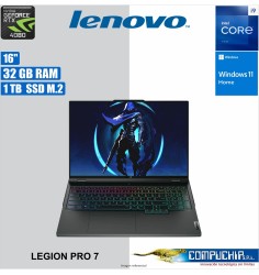 Notebook Lenovo Legion Pro 7, 16" WQXGA IPS, Core i9-14900HX 2.2/5.8GHz, 32GB DDR5-5600MHz