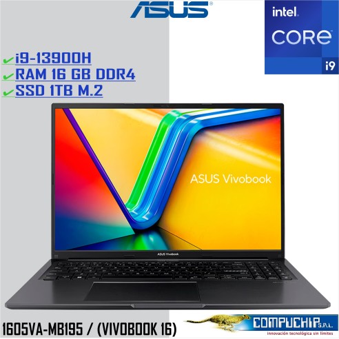 Notebook ASUS X1605VA-MB195 16.0" WUXGA LED IPS, Core i9-13900H hasta 5.4GHz, 16GB DDR4