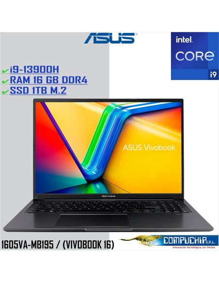 Notebook ASUS X1605VA-MB195 16.0" WUXGA LED IPS, Core i9-13900H hasta 5.4GHz, 16GB DDR4