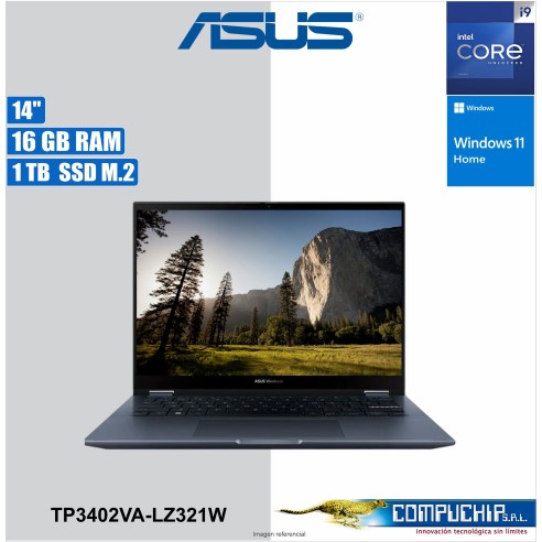 Notebook ASUS TP3402VA-LZ321W 14.0" WUXGA LED IPS, Core i9-13900H hasta 5.4GHz, 16GB DDR4