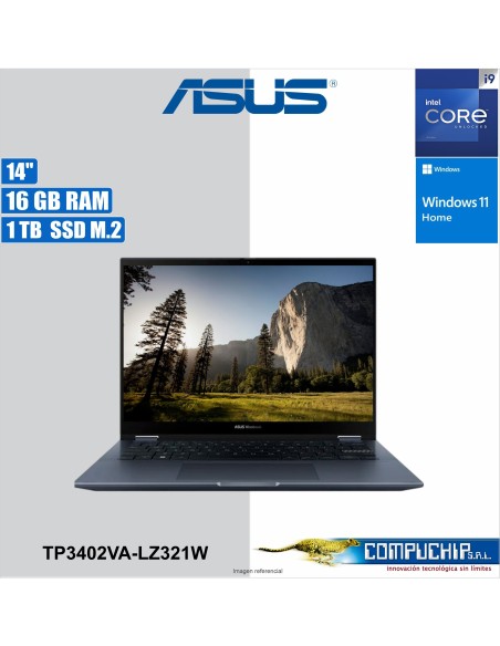 Notebook ASUS TP3402VA-LZ321W 14.0" WUXGA LED IPS, Core i9-13900H hasta 5.4GHz, 16GB DDR4