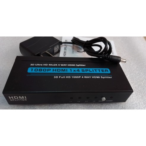 SPLITTER HDMI 1x4 FULL HD 4K 2K 3D V1.4 Case Metal ZENHON