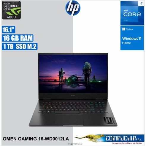Notebook HP Omen Gaming 16-wd0012la 16.1" FHD IPS Core i7-13620H hasta 4.9G 16GB DDR5-5200