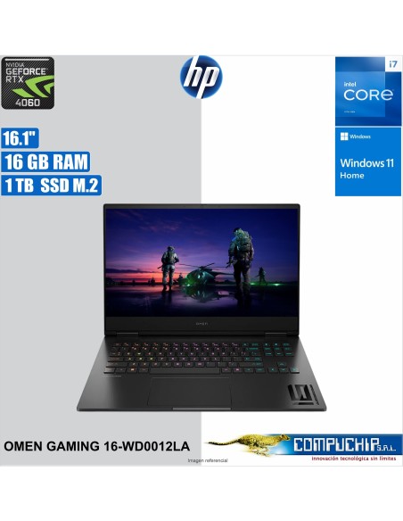 Notebook HP Omen Gaming 16-wd0012la 16.1" FHD IPS Core i7-13620H hasta 4.9G 16GB DDR5-5200