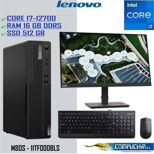 Computadora Lenovo ThinkCentre M80s Gen 3, Core i7-12700 2.1/4.8GHz, 16GB DDR5-4400MHz 1TB SSD, MONITOR 23.8".