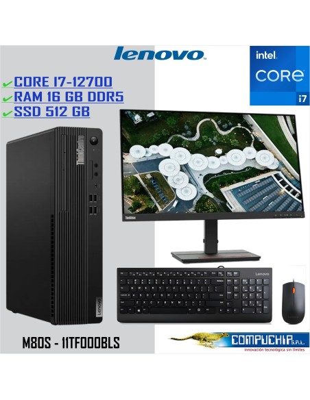 Computadora Lenovo ThinkCentre M80s Gen 3, Core i7-12700 2.1/4.8GHz, 16GB DDR5-4400MHz 1TB SSD, MONITOR 23.8".