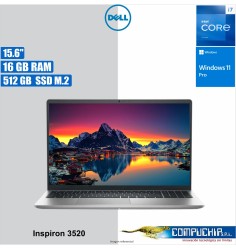 Notebook Dell Inspiron 3520, 15.6" FHD IPS, Core i7-1255U hasta 4.7GHz, 16GB DDR4 SO-DIMM
