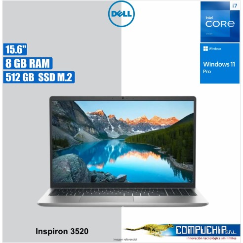 Notebook Dell Inspiron 3520, 15.6" FHD IPS, Core i7-1255U hasta 4.7GHz, 8GB DDR4 SO-DIMM