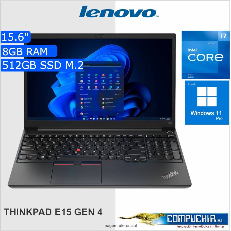 Laptop Lenovo ThinkPad E15 Gen 4, 15.6" FHD TN, Core i7-1255U 1.70 / 4.70GHz, 8GB DDR4 512GB SSD.