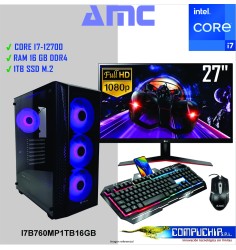 PC AMC INTEL CORE I7-12700 2.10 / 4.90 GHz, 16GB DDR4, 1 TB M.2 SSD, MONITOR 27"
