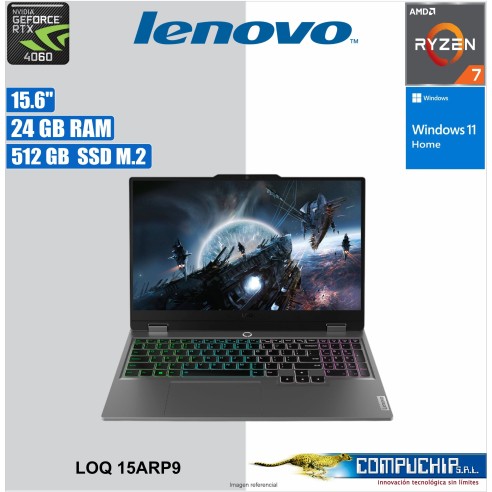 Notebook Lenovo LOQ 15ARP9 15.6" FHD IPS, AMD Ryzen 7 7435HS 3.1/4.5GHz, 24GB DDR5-4800MHz