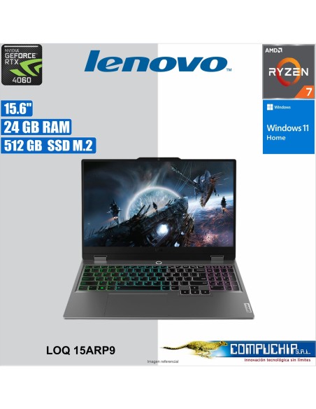 Notebook Lenovo LOQ 15ARP9 15.6" FHD IPS, AMD Ryzen 7 7435HS 3.1/4.5GHz, 24GB DDR5-4800MHz