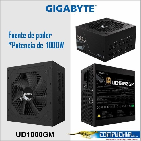 Fuente de alimentación Gigabyte UD1000GM, 1000W, ATX, 80 PLUS Gold Certified