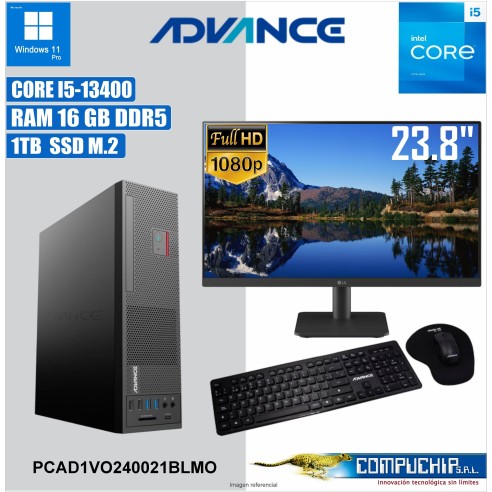 Computadora Advance Vission VO2470, Intel Core i5-13400 2.5GHz, 16GB DDR5, 1TB SSD M.2 NMVe, Monitor ADVANCE 23.8"