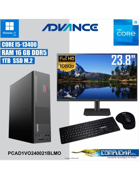 Computadora Advance Vission VO2470, Intel Core i5-13400 2.5GHz, 16GB DDR5, 1TB SSD M.2 NMVe, Monitor ADVANCE 23.8"