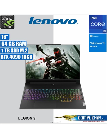 Notebook Lenovo Legion 9, 16" 3.2K Mini LED, Core i9-14900HX 2.2/5.8GHz, 64GB DDR5-5600MHz