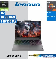 Notebook Lenovo Legion Slim 5, 16" WQXGA IPS AMD Ryzen 7 8845HS 3.8/5.1GHz, 16GB DDR5-5600