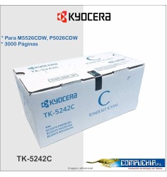 TONER KYOCERA TK-5242C, CYAN, 3000 PAGINAS, PARA ECOSYS M5526CDW.