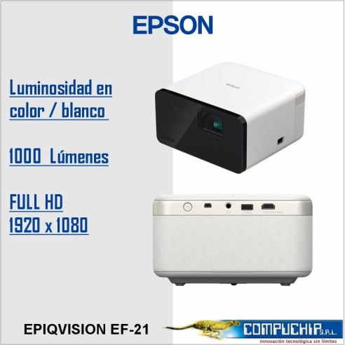 Proyector Láser Pórtatil Smart Epson EpiqVision EF21, Color Blanco Diamante